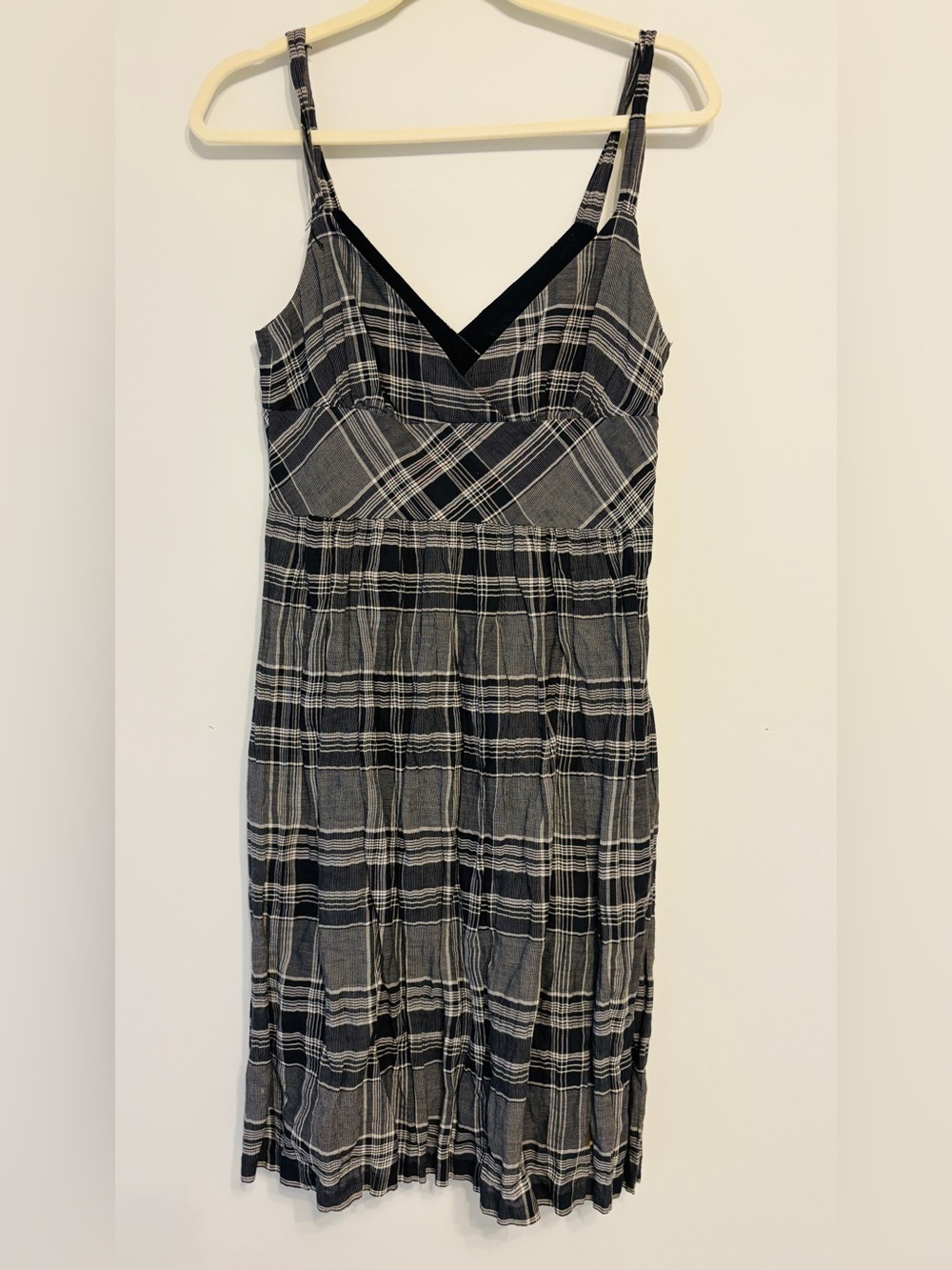 Vince Black and Gray Plaid Midi Dress